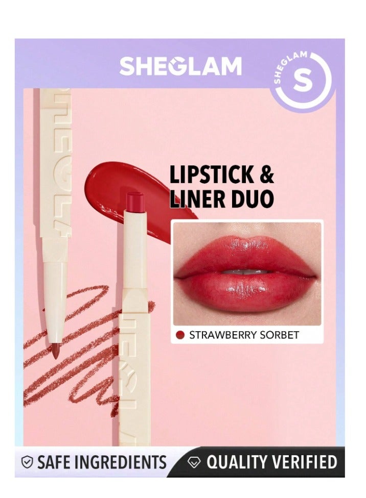 SHEGLAM 101 Sheer Tinted Lipstick & Liner Duo- strawberry sorbet - Image 1