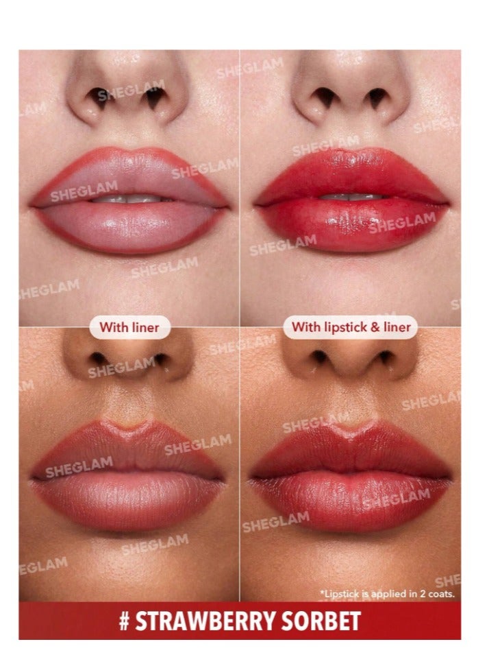 SHEGLAM 101 Sheer Tinted Lipstick & Liner Duo- strawberry sorbet - Image 2