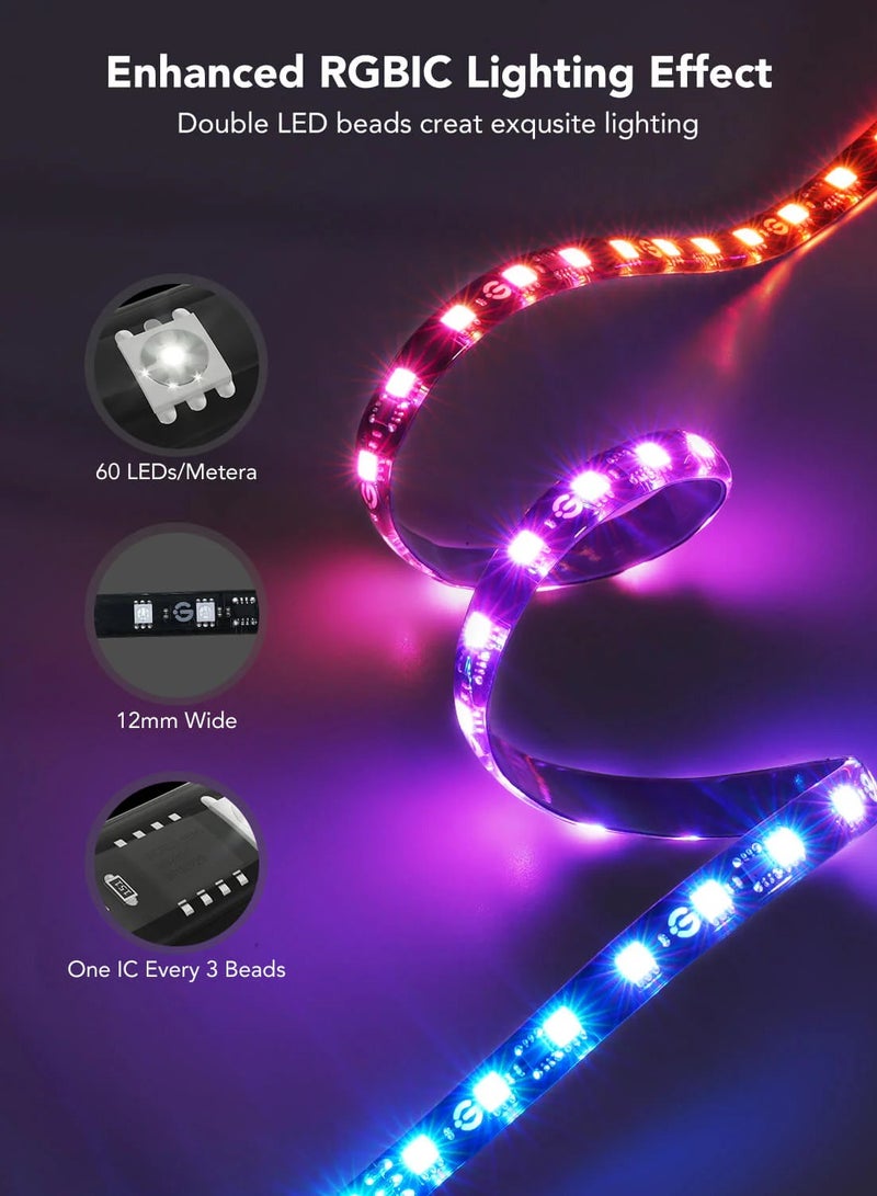 Govee TV Backlight T2 Lighting, With Dual Cameras, Suitable for 75-85 inch, 5m/16.40ft 4 Sections Length, RGBIC Color, 12 Volts, 48 Watts, 2.4GHz Wi-Fi + Bluetooth Connectivity, Black | H605C - Image 5