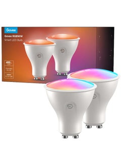 Govee RGBWW Smart Light Bulbs, 400lm Lumens, 2700K-6500K Color Temperature, 4.8W Wattage, 2.4GHz Wi-Fi + Bluetooth Connectivity, App & Voice Control Methods, White | H600D 2-PCK  - Image 1