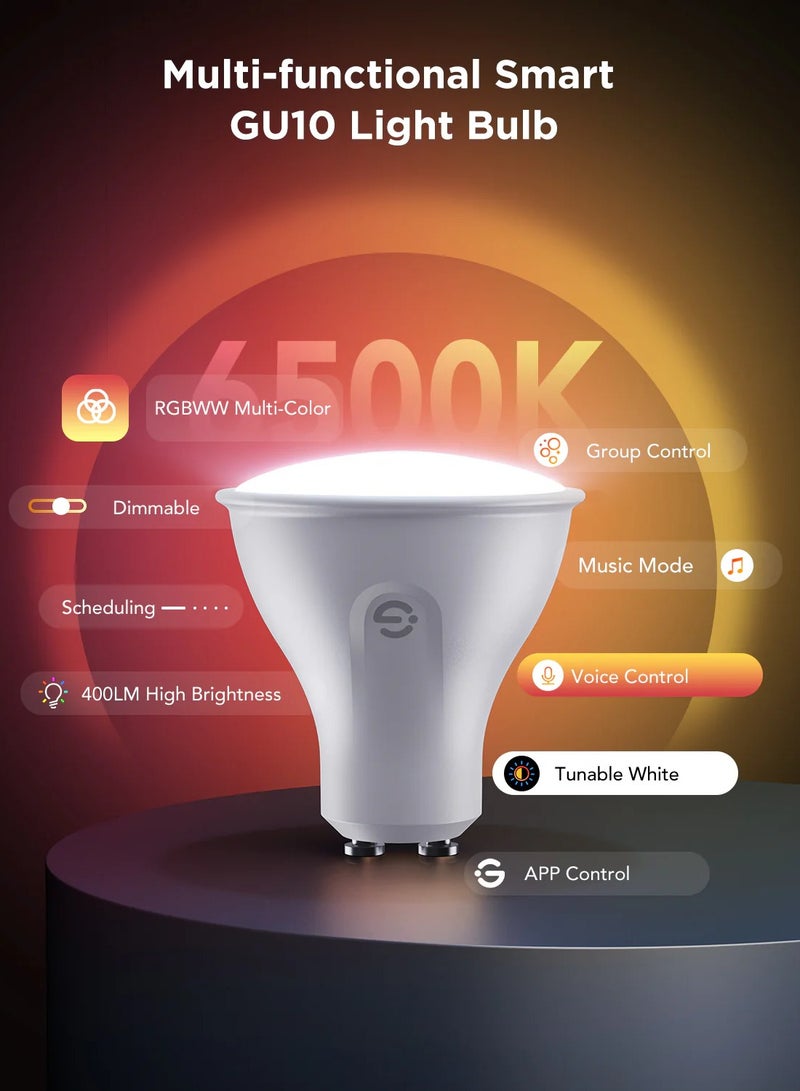 Govee - RGBWW Smart Light Bulbs, 400lm Lumens, 2700K-6500K Color Temperature, 4.8W Wattage, 2.4GHz Wi-Fi + Bluetooth Connectivity, App & Voice Control Methods, White | H600D 2-PCK - Image 1