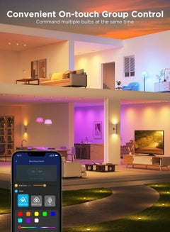 Govee RGBWW Smart Light Bulbs, 400lm Lumens, 2700K-6500K Color Temperature, 4.8W Wattage, 2.4GHz Wi-Fi + Bluetooth Connectivity, App & Voice Control Methods, White | H600D 2-PCK  - Image 4