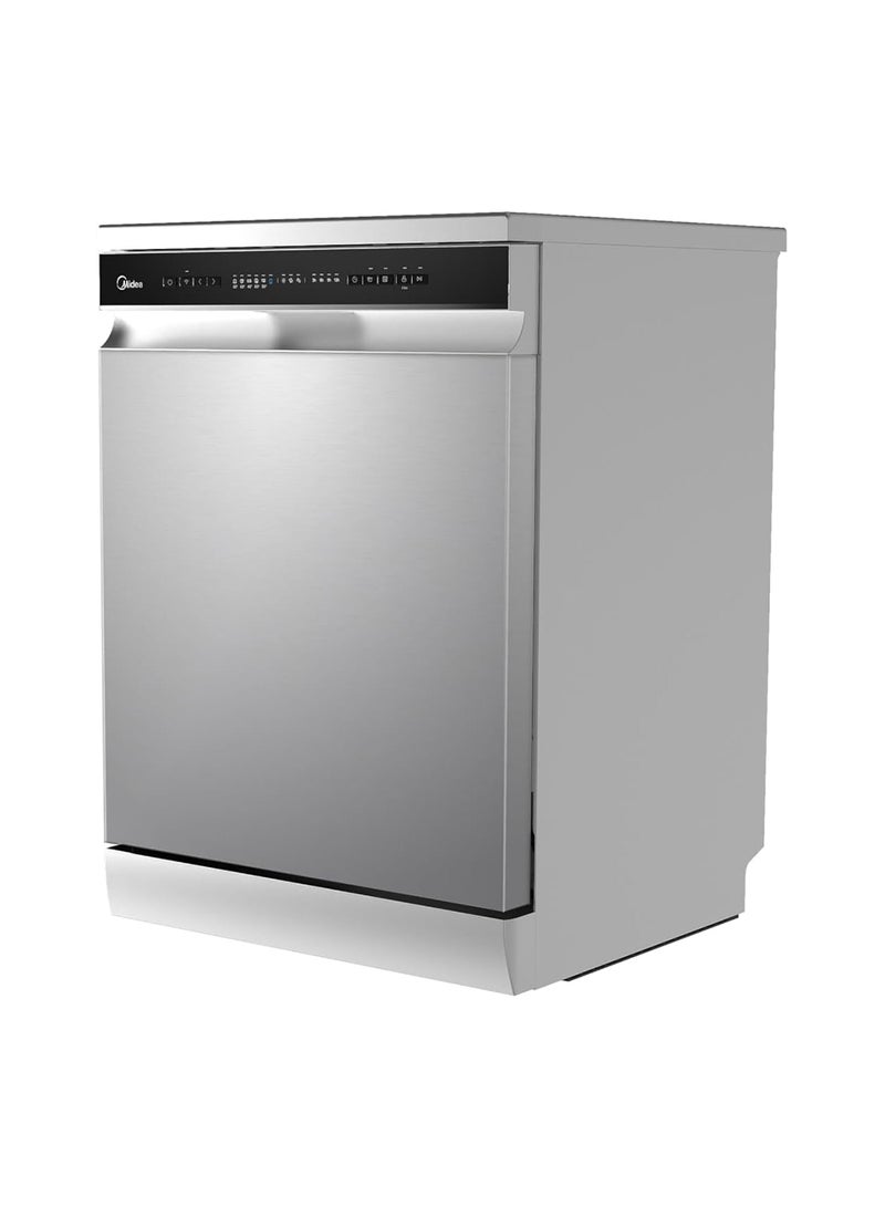 Midea Smart Freestanding Dishwasher, 14 Place Settings, 8 Programs, Wi-Fi, Delay Start & Half Load Function, Silent & High Energy Efficient, Rapid Wash, Child Lock, Self Cleaning WQP14-W7633CS Silver - Image 2