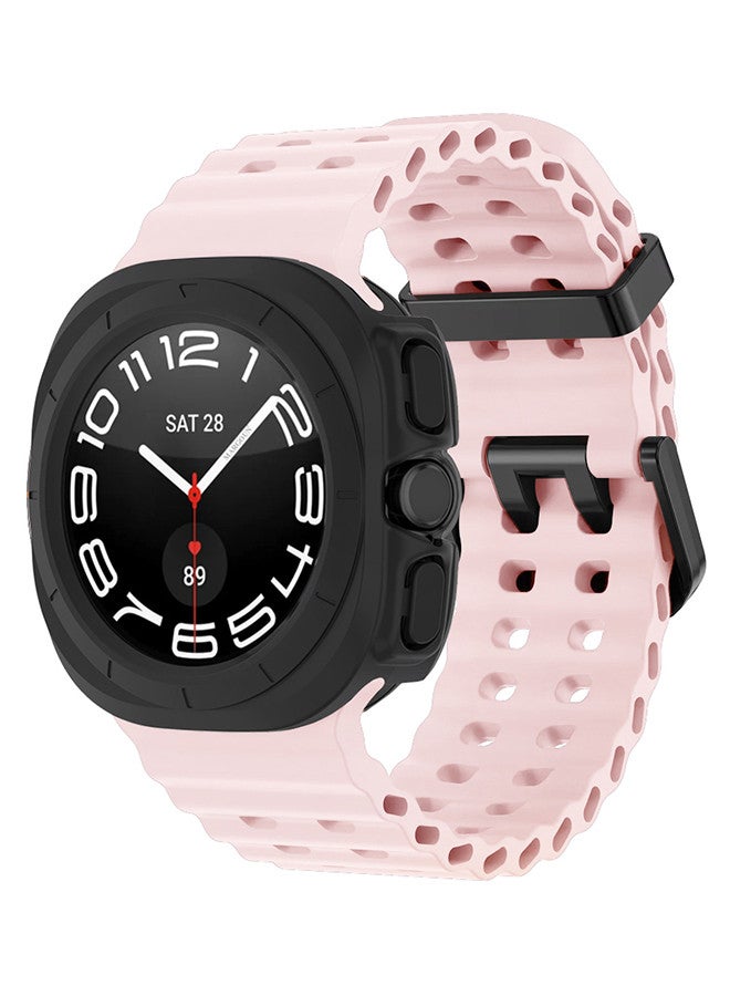 MARGOUN (for Samsung Galaxy Watch 7 Ultra 47mm) 2 Packs Silicone Band and Case, Soft Ocean Silicone Sport Strap Replacement Accessory Light Pink  - Image 3