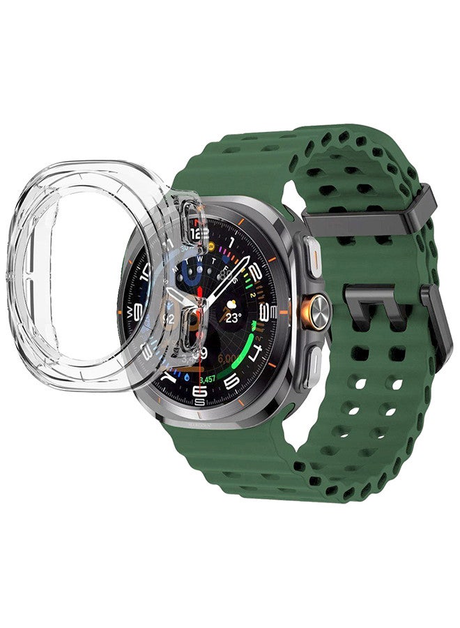 MARGOUN (for Samsung Galaxy Watch 7 Ultra 47mm) 2 Packs Silicone Band and Case, Soft Ocean Silicone Sport Strap Replacement Accessory Green  - Image 2