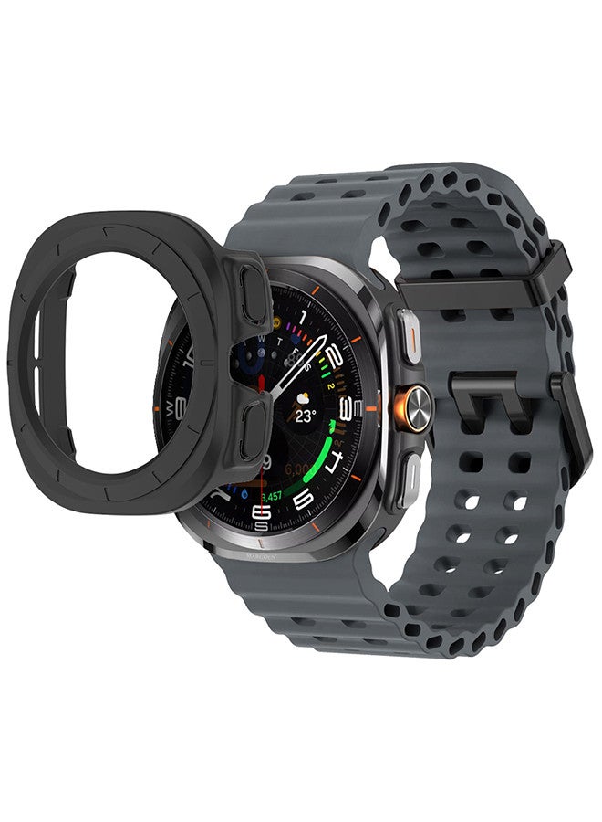 MARGOUN - (for Samsung Galaxy Watch 7 Ultra 47mm) 2 Packs Silicone Band and Case, Soft Ocean Silicone Sport Strap Replacement Accessory Dark Grey - Image 1