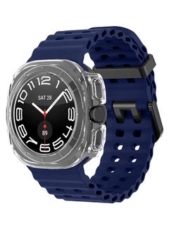 مارجون (for Samsung Galaxy Watch 7 Ultra 47mm) 2 Packs Silicone Band and Case, Soft Ocean Silicone Sport Strap Replacement Accessory Dark Blue  - Image 3