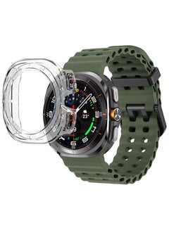 مارجون (for Samsung Galaxy Watch 7 Ultra 47mm) 2 Packs Silicone Band and Case, Soft Ocean Silicone Sport Strap Replacement Accessory Dark Green  - Image 2