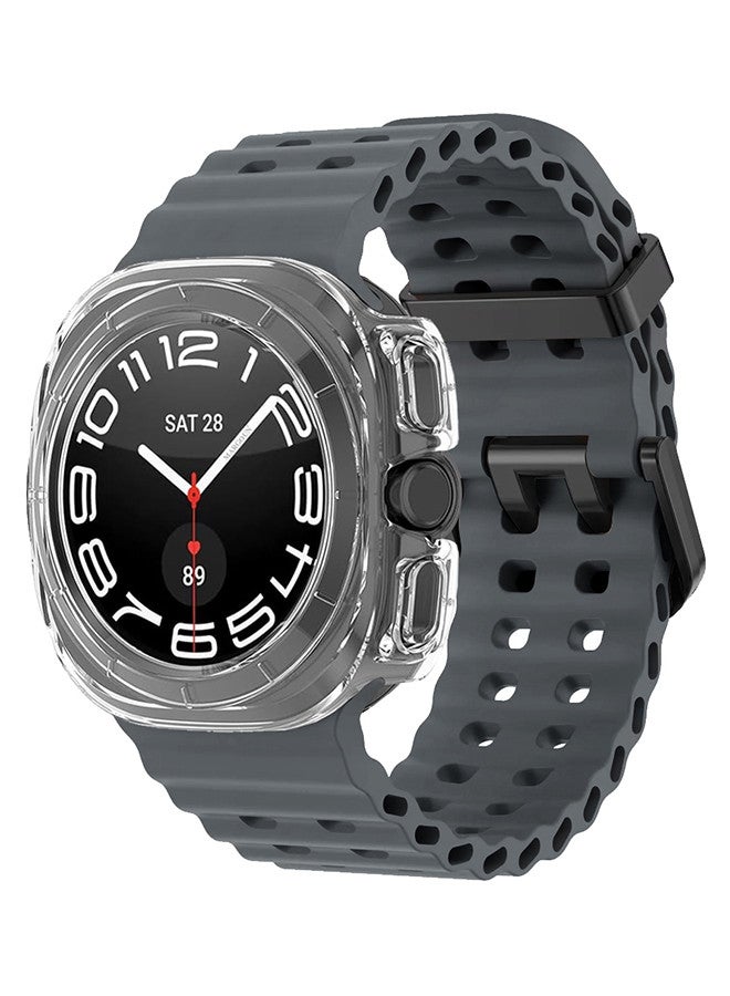 MARGOUN (for Samsung Galaxy Watch 7 Ultra 47mm) 2 Packs Silicone Band and Case, Soft Ocean Silicone Sport Strap Replacement Accessory Dark Grey  - Image 3