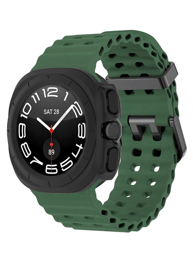 MARGOUN (for Samsung Galaxy Watch 7 Ultra 47mm) 2 Packs Silicone Band and Case, Soft Ocean Silicone Sport Strap Replacement Accessory Green  - Image 3