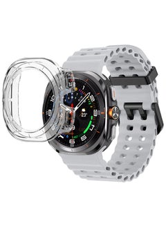 مارجون (for Samsung Galaxy Watch 7 Ultra 47mm) 2 Packs Silicone Band and Case, Soft Ocean Silicone Sport Strap Replacement Accessory Light Grey  - Image 2