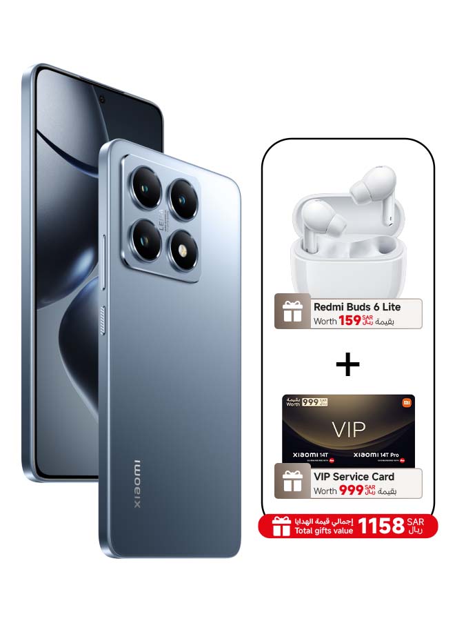 Xiaomi - 14T Dual SIM+eSIM Titan Blue 12GB RAM 256GB 5G - Global Version With Redmi Buds 6 Lite And VIP Service Card - Image 1