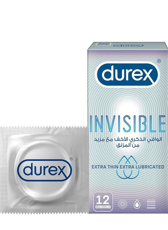 Durex Invisible Extra Thin And Extra Lubricated Condom Pack Of 12  - Image 1
