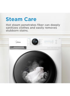 Midea 8/6 KG Smart Washer Dryer With BLDC Inverter Motor, 1400 RPM, Fully Automatic Front Load Washing & Drying Combo, 14 Programs-Quick Wash/Steam Care/Auto Clean MF200D80WBW-GCC White  - Image 4