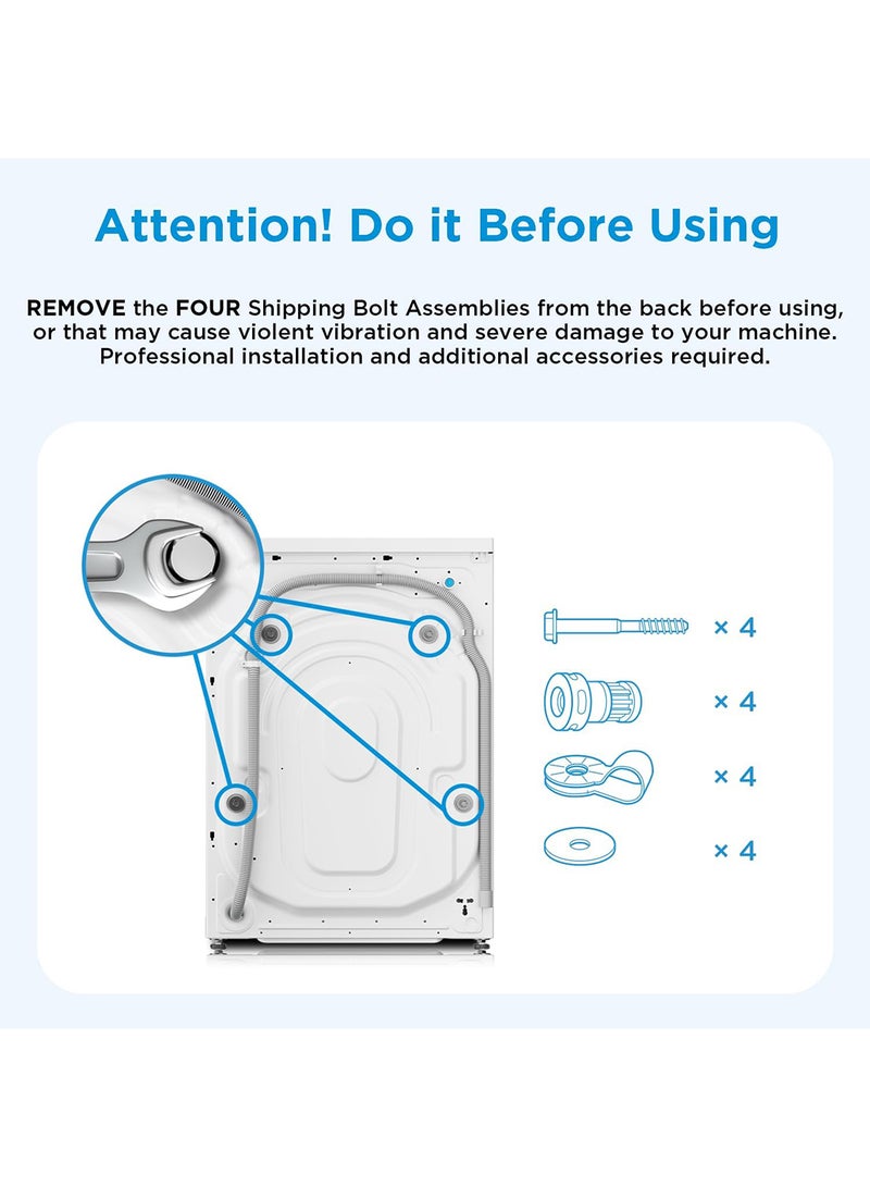 Midea - 8/6 KG Smart Washer Dryer With BLDC Inverter Motor, 1400 RPM, Fully Automatic Front Load Washing & Drying Combo, 14 Programs-Quick Wash/Steam Care/Auto Clean MF200D80WBW-GCC White - Image 1