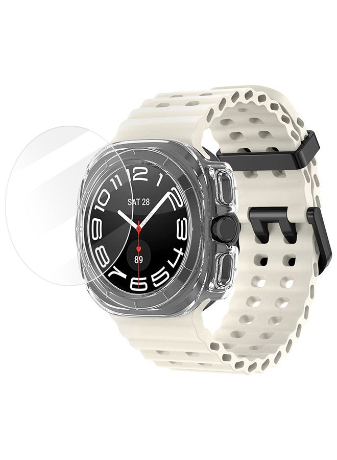 MARGOUN (for Samsung Galaxy Watch 7 Ultra) 3 Packs Silicone Band, Case and Screen Protector, Soft Ocean Silicone Sport Strap Replacement Accessory Dusty White  - Image 2