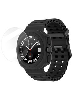 مارجون (for Samsung Galaxy Watch 7 Ultra) 3 Packs Silicone Band, Case and Screen Protector, Soft Ocean Silicone Sport Strap Replacement Accessory Black  - Image 2