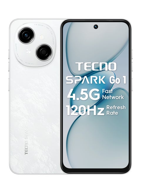 Spark Go 1 Dual SIM Glittery White 4GB RAM 128GB - Middle East Version