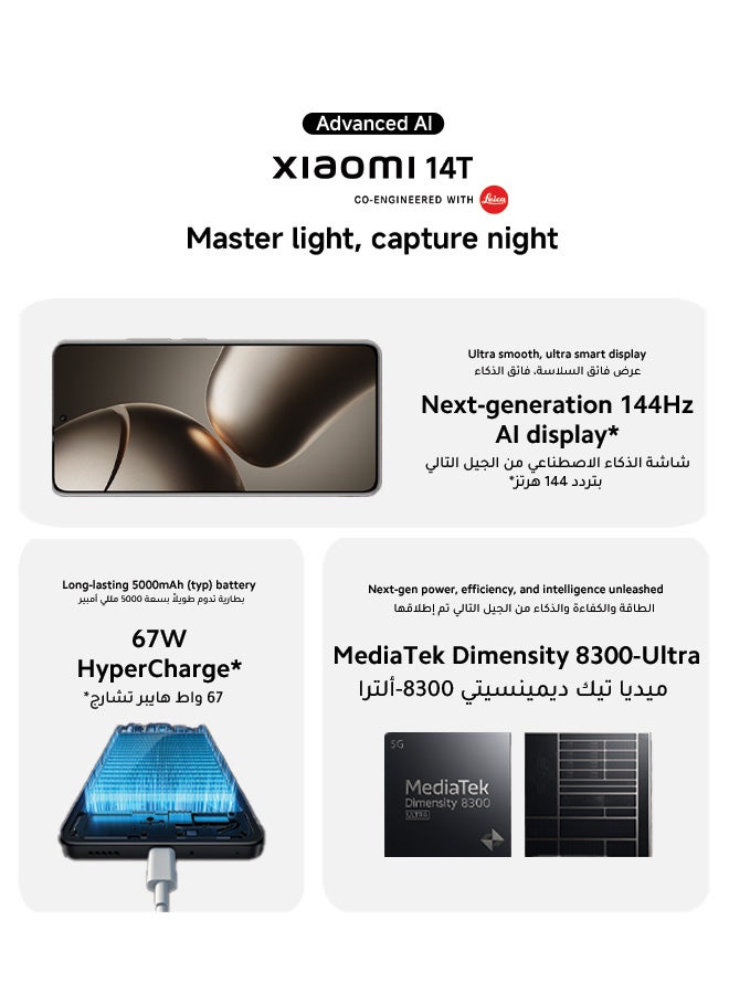 Xiaomi - 14T Dual SIM+eSIM Titan Black 12GB RAM 256GB 5G - Global Version - Image 1