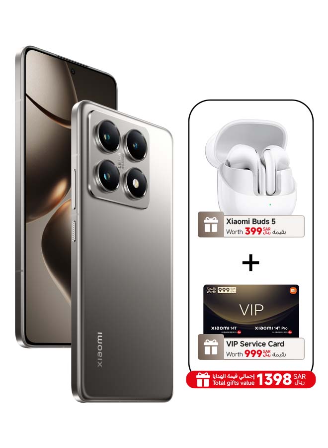 Xiaomi - 14T Pro Dual SIM+eSIM Titan Gray 12GB RAM 512GB 5G - Global Version With Buds 5 And VIP Service Card - Image 1