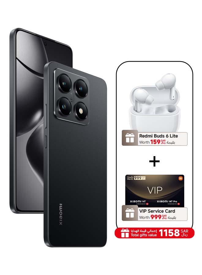 Xiaomi - 14T Dual SIM+eSIM Titan Black 12GB RAM 512GB 5G - Global Version With Redmi Buds 6 Lite And VIP Service Card - Image 1