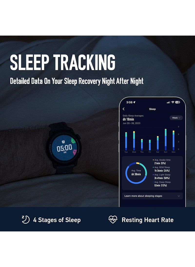 COROS - PACE 3 Sport Watch GPS, Lightweight and Comfort, 17 Days Battery Life, Dual-Frequency GPS, Heart Rate, Navigation, Sleep Track, Training Plan, Run, Bike, and Ski Black With Silicone Band - Image 1