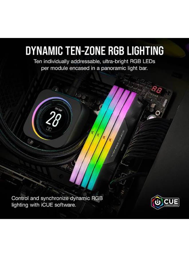 كورسير - Vengeance RGB 96GB (2x48GB) DDR5 Desktop Memory, 6000MHz Memory Speed (PC5-48000), 30-36-36-76 Latency, Intel XMP 3.0, 1.40V, 288-Pin, CMH96GX5M2B6000C30 - Image 1