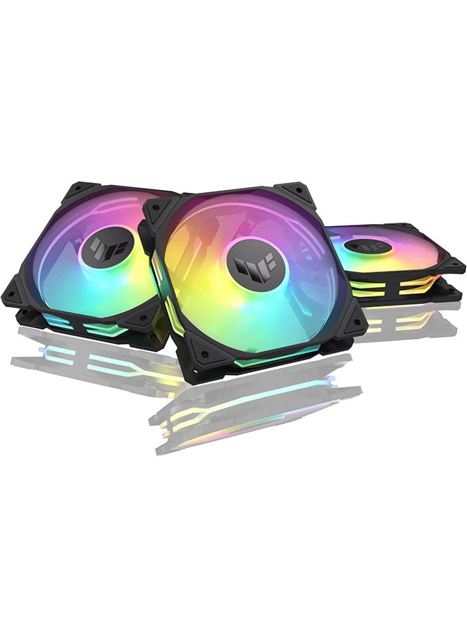 ASUS - TUF Gaming TR120 ARGB Standarad Blade Fan, 120mm Fans, Up to 2000 rpm Fan Speed, 77.4 CFM Airflow, Aura Sync Compatiblity, PWM Control, Tripple Pack Black - Image 1