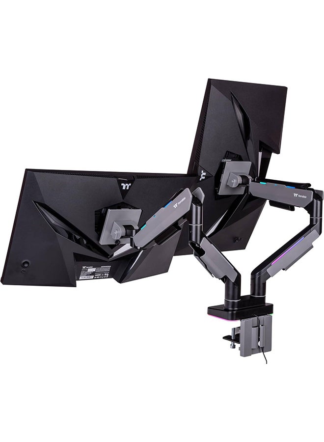 ثيرمال تيك Dual Heavy Duty RGB Monitor Arm for up to 2 x 35 inchs and 2 x 20kg Screen, 100 x 100 mm VESA Compatible, Wide Rage Movements Grey  - Image 3