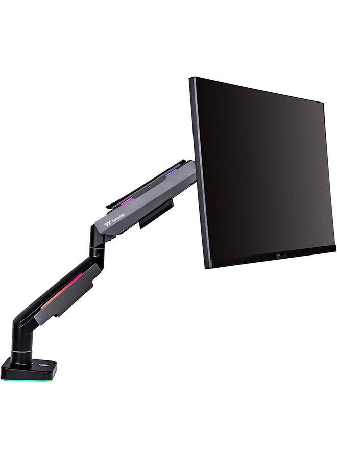 Thermaltake Single Heavy Duty RGB Monitor Arm for up to 49 inchs and 44 lbs Screen, 100 x 100 mm VESA Compatible, Wide Rage Movements, Grey  - Image 2