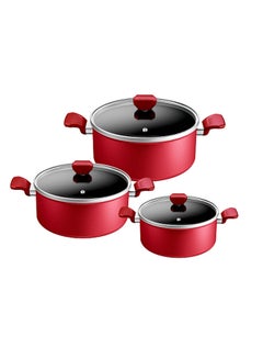 Tefal Expert Stewpot Set With Glass Lid  3 Piece Red 18-24-26cm 