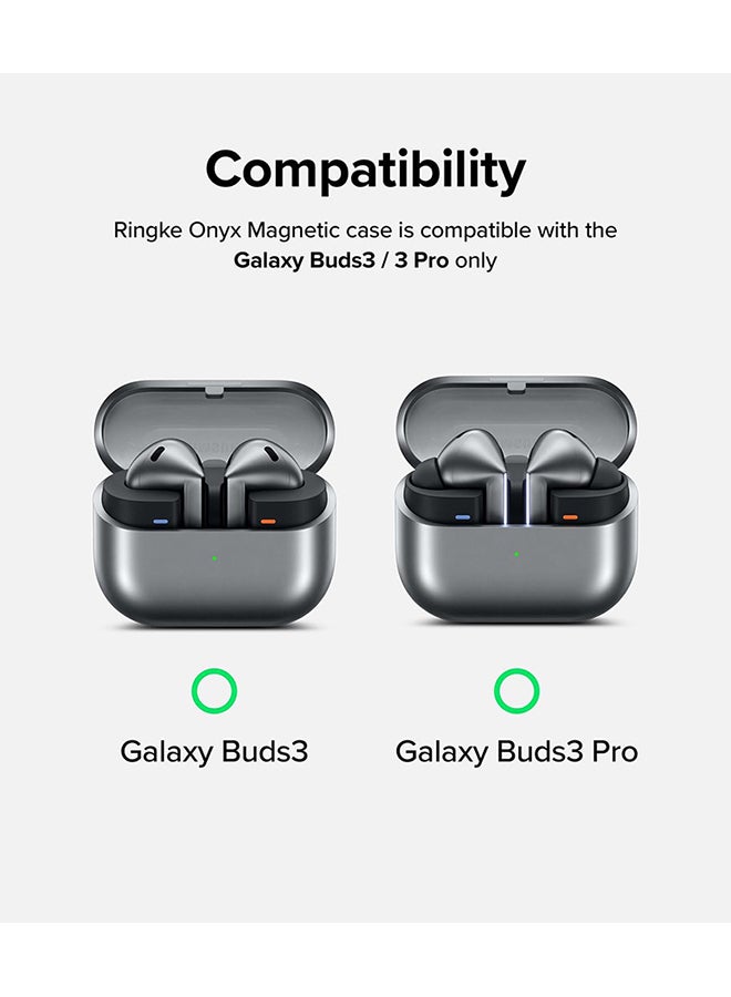 Ringke Onyx Magnetic for Samsung Galaxy Buds 3 Pro/3 Case, Shockproof TPU Non-Slip Texture Cover with Keychain Carabiner Warm Gray  - Image 2