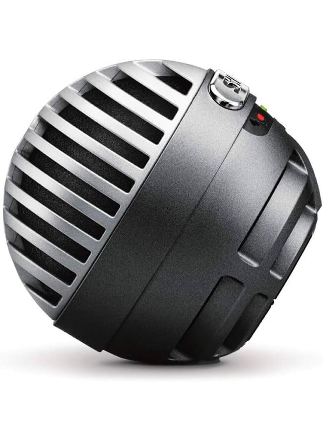 Shure - Shure MV5, Digital Condenser Microphone, Portable, Great Audio Clarity, iOS & Android Compatible, For Podcast, Singing & Home Recording, Black (Official KSA Version) MV5-B-DIG Black with Red Foam - Image 1