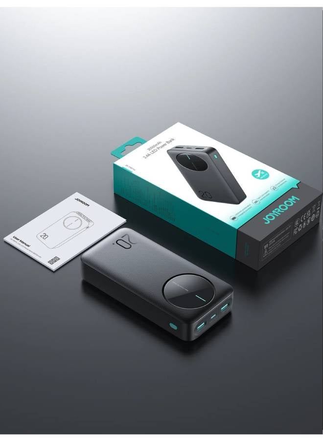 جوي روم - 20000 mAh JR-PBF14 20000mAh 2.4A LED Power Bank Black - Image 1