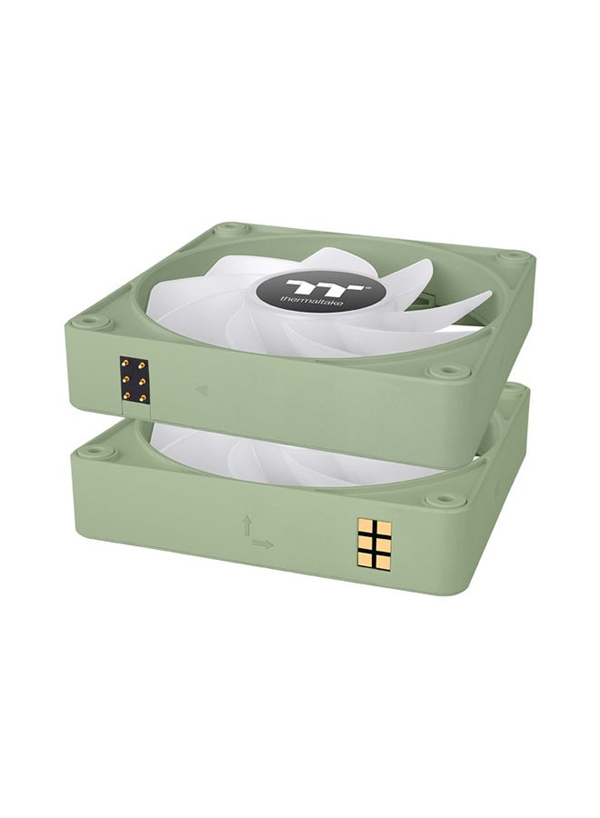 ثيرمال تيك CT140 ARGB Sync PC Cooling Fan, PWM 500~1500 RPM Fan Speed, 77.37 CFM Airflow, Hydraulic Bearing, 4 PIN PWM, 3 PIN-ARGB, Pack of 3, Matcha Green  - Image 2