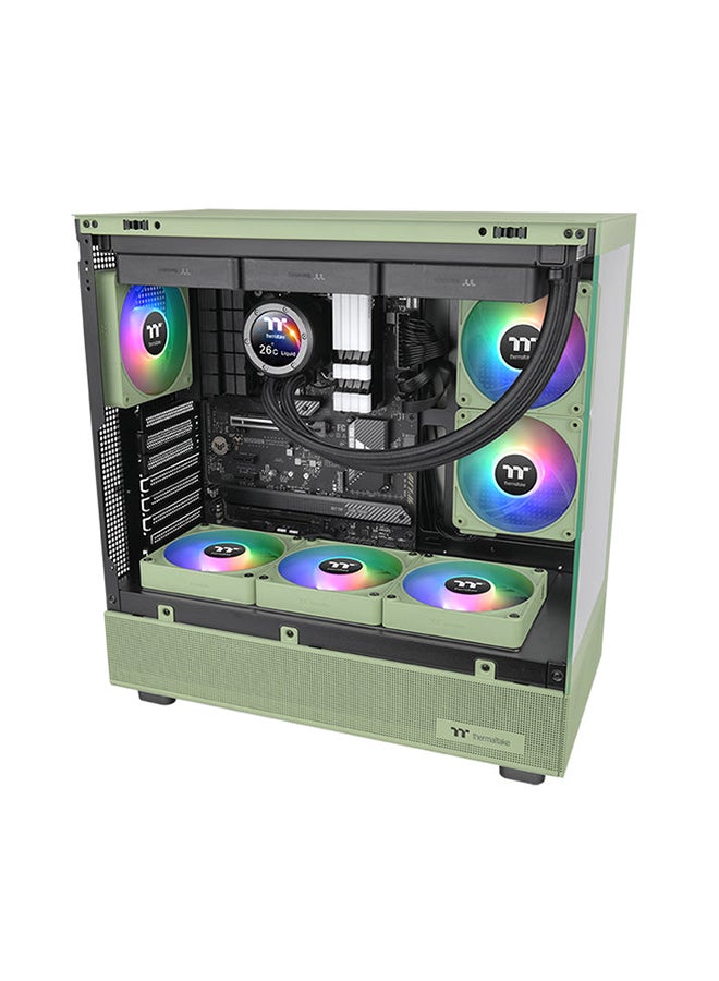 ثيرمال تيك CT140 EX Reverse ARGB Sync PC Cooling Fan (3-Fan Pack), PWM 500~1800 RPM Fan Speed, 94.95 CFM Airflow, Hydraulic Bearing, 4 PIN PWM, 3 PIN-ARGB, Matcha Green  - Image 4