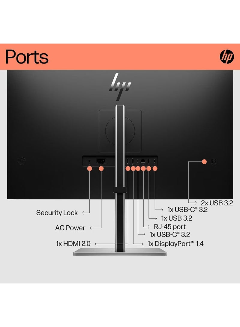 إتش بي - شاشة E32k G5 4K UHD USB-C، شاشة IPS، 5 مللي ثانية GtG (مع overdrive)، 1*DP، 1*HDMI، 1*RJ-45 - Image 1