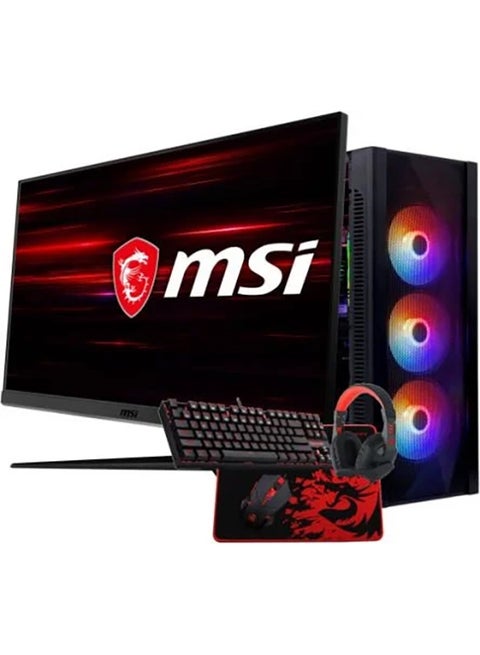 Gaming PC Bundle with 40 Series GPU: Intel Core i5 14400F, Nvidia RTX 4060 OC 8GB, 32 RAM 3200Mhz, 1TB SSD, 650W PSU + 24 Inch 144Hz Monitor + Gaming Keyboard Mouse & Headset, Wi-Fi, Win 11 Black