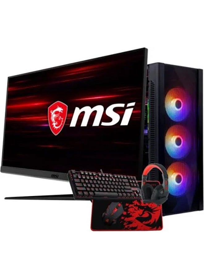 Gaming PC Bundle with 40 Series GPU: Intel Core i5 14400F, Nvidia RTX 4060 OC 8GB, 32 RAM 3200Mhz, 1TB SSD, 650W PSU + 24 Inch 144Hz Monitor + Gaming Keyboard Mouse & Headset, Wi-Fi, Win 11 Black