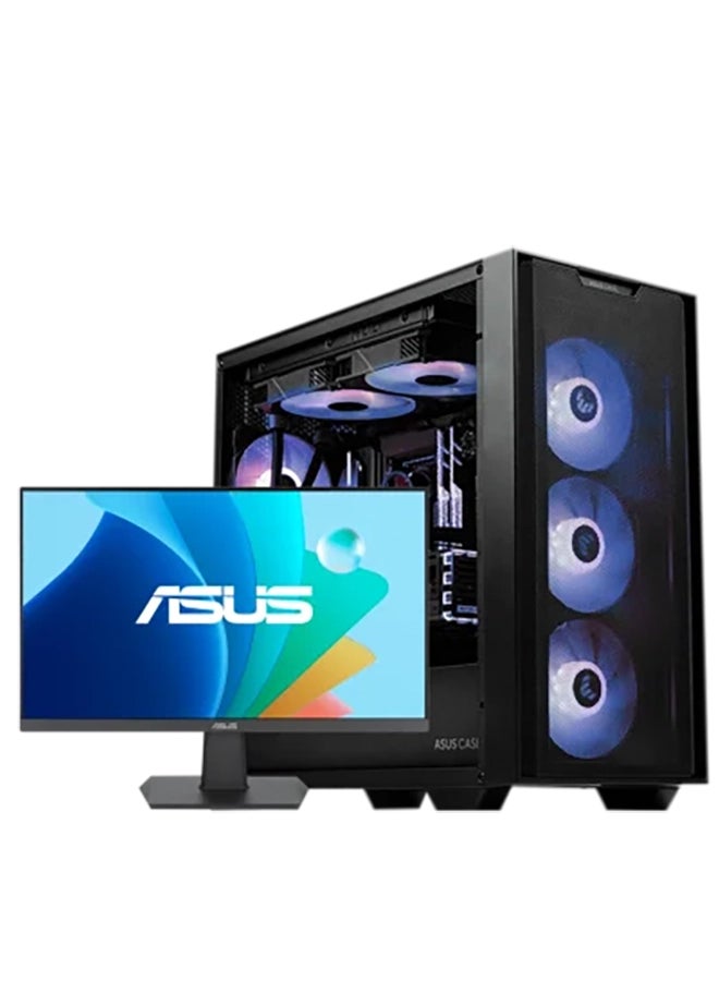 ASUS Intel I5 14500 14th Gen Ofiice PC, GT730 2 GB, 32GB (2x16GB) RGB DDR5, 1 TB NVMe SSD, Air Cooler With Display, 750W, WiFi+BT, With 27 inch Eye Care Monitor Black