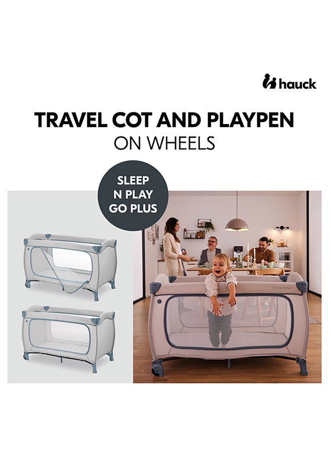hauck Sleep N Play Go Plus Children'S Travel Bed With Transport Bag And Large Slip For Playing, Small Foldable - Dusty Mint  - Image 5