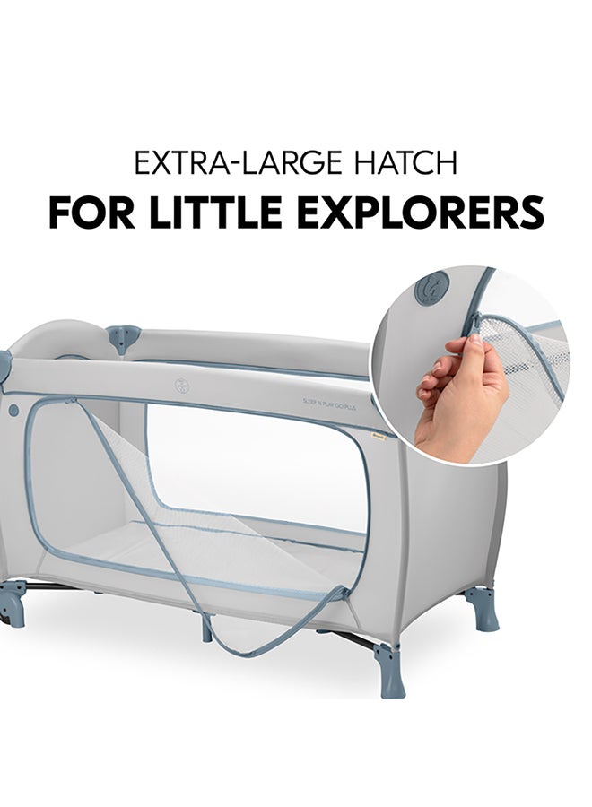 hauck Sleep N Play Go Plus Children'S Travel Bed With Transport Bag And Large Slip For Playing, Small Foldable - Dusty Mint  - Image 3