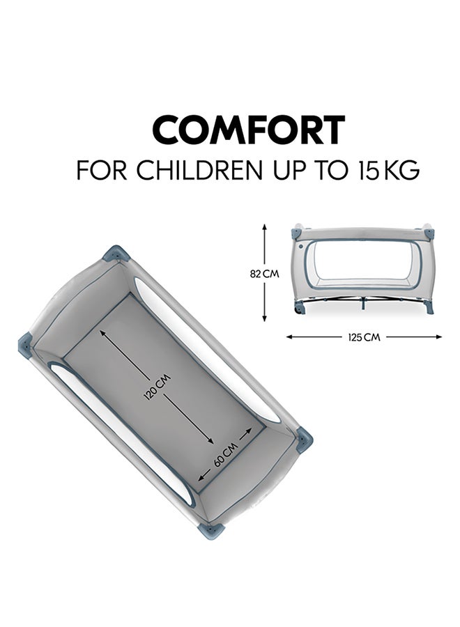 hauck Sleep N Play Go Plus Children'S Travel Bed With Transport Bag And Large Slip For Playing, Small Foldable - Dusty Mint  - Image 2
