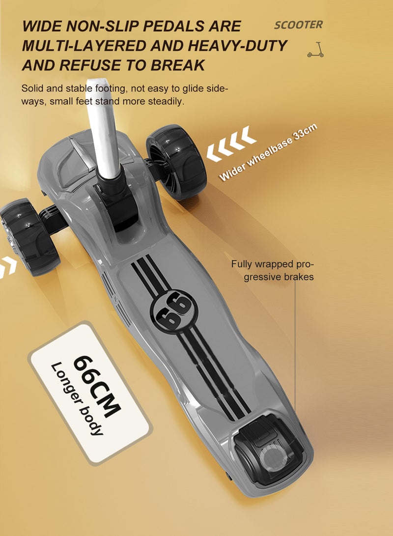 Kidle Kids Scooter 3 in1 Foldable Children's Scooter with Adjustable Seat, for 3-6-12 Years Boys and Girls Kids with Music and Lights Toddlers Riding  - Image 4