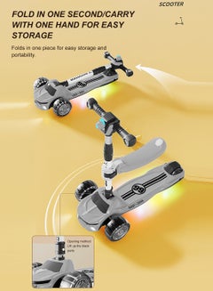 Kidle Kids Scooter 3 in1 Foldable Children's Scooter with Adjustable Seat, for 3-6-12 Years Boys and Girls Kids with Music and Lights Toddlers Riding  - Image 2