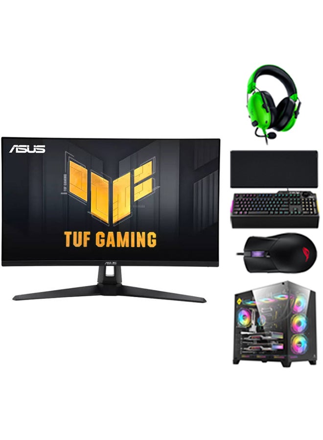 ASUS - Monitor +  Super Gaming Pro PC Bundle - Intel Core i7-14700F, DDR5 32GB (2*16) 6200MHz Ram, 2TB NVMe M.2 SSD, RTX 4080 Super OC Edition 16GB GDDR6, 3 Fan AIO Liquid Cooler, 850W PSU, Windows 11 Pro + Asus P514 Rog Gladius III Wired Gaming Mouse + ASUS TUF K1 Membrane Gaming Keyboard + Razer Black Shark V2 X Wired Esports Gaming Headset + RAZER GIGANTUS Mouse Pad V2 XXL + 27 inch FHD, 280Hz, IPS, ELMB Sync, 1ms (GTG), Freesync Premium™, G-Sync, Variable Overdrive, sRGB, HDR Gaming Monitor Black - Image 1