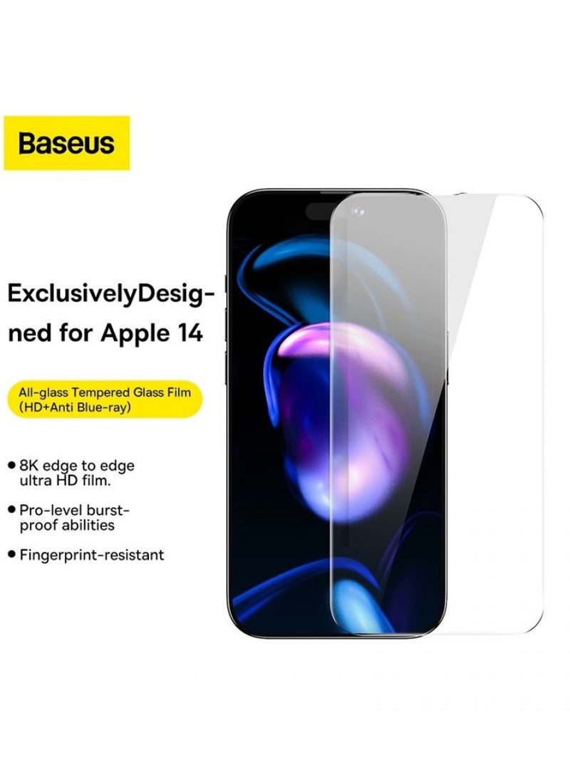 Baseus 0.3mm Crystal Privacy Protection All-Tempered-Glass Screen Protector for iP 14 Pro (Pack of 2 with EasyStick Film Application Tool And 2 Cleaning Kits) - Clear - Image 5