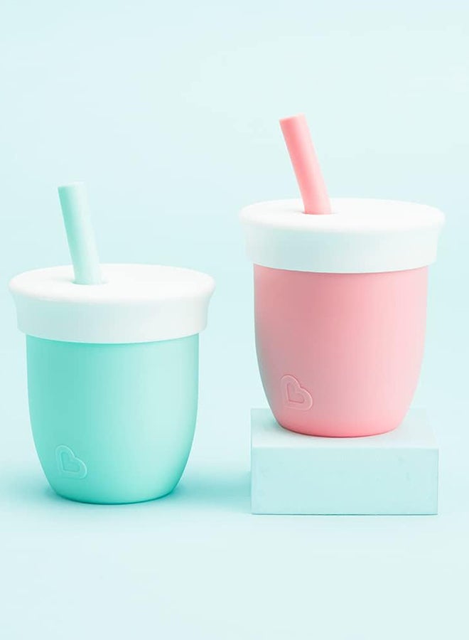 Munchkin Silicone Open Training Cup With Straw, 6 Months +, 118ml, Coral  - Image 3