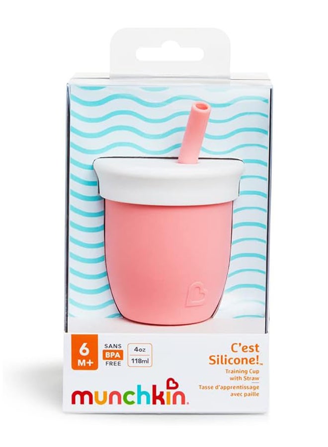 Munchkin Silicone Open Training Cup With Straw, 6 Months +, 118ml, Coral  - Image 5