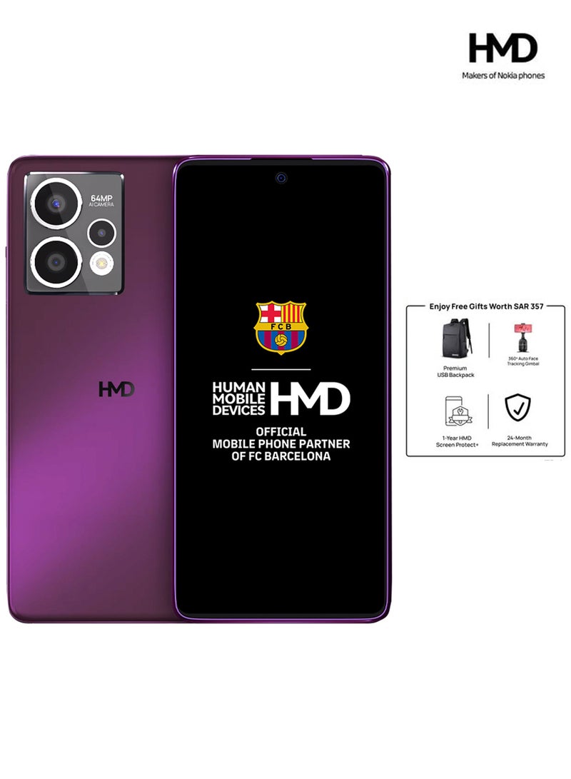 HMD - Crest Max 5G Dual Sim Deep Purple 8+8GB RAM 256GB With USB Backpack + 360 Auto Face tracking Camera + Screen Damage Protection Card  - Middle East Version - Image 1